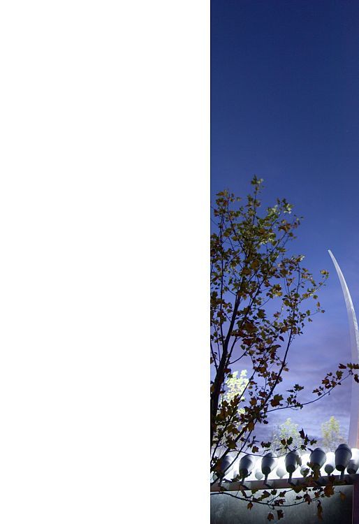 US Air Force Memorial in Arlington, illuminated by Beamer spotlights for high visibility.