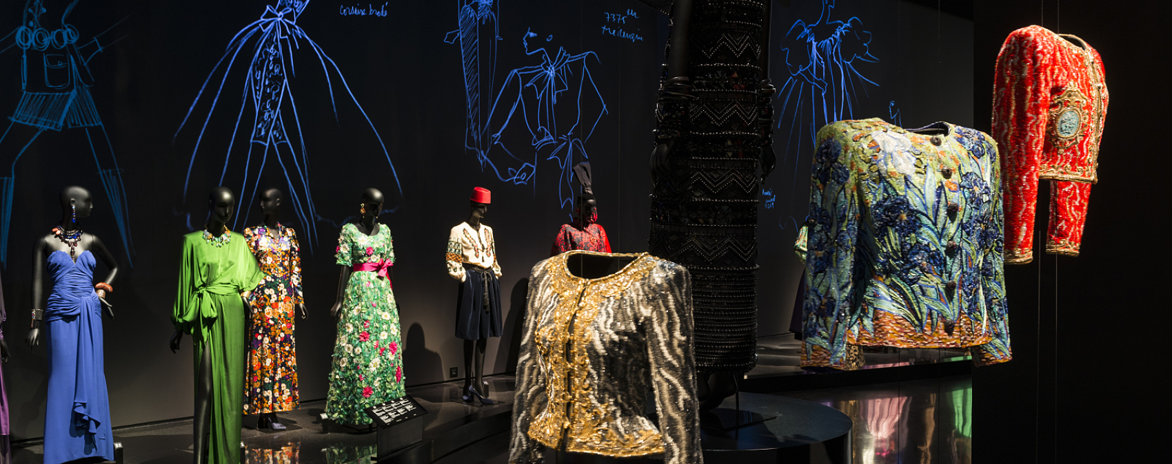 Yves Saint Laurent Museum Marrakesh: Haute couture exhibit with ERCO LED lighting.