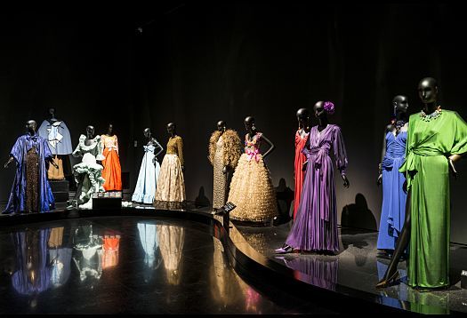 Yves Saint Laurent Museum Marrakesh: Haute couture exhibit with ERCO LED lighting.