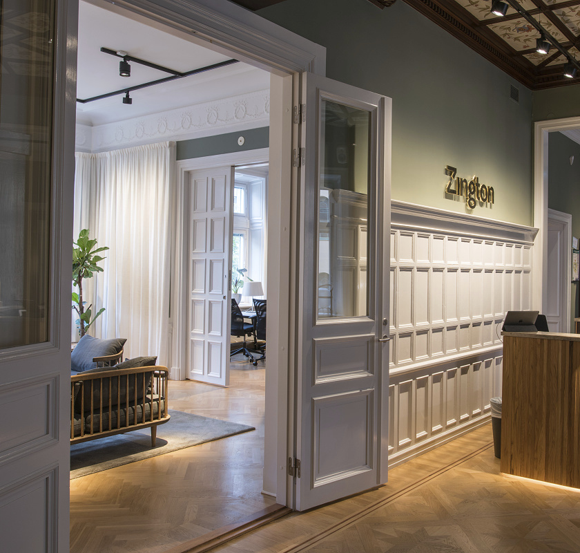 Zington Office in Stockholm featuring ERCO office lighting for visual comfort.